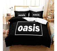 Kuokuo Oasis Band Teens Duvet Cover Modern 3D Theme Comforter Cover Children Bedding Set Bedspread Cover Breathable Soft Microfiber Bedding Set, Decorative Room 3Pcs Set Quilt Cover Double（200x200cm）