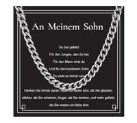 KUOL-KIDS Junge's Stainless Steel Necklace Men's Jewellery Gifts for Son Congratulations Card Stainless Steel An Meinen Son Gift Necklace Birthday Stainless Steel Silver Birthday Christmas for Son