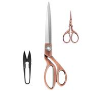 KUONIIY Dressmaking Scissors Set, Professional Stainless Steel Copper Fabric Scissors (10 Inch) for Fabric Dressmaking, Include Small Embroidery Scissors and Thread Cutter