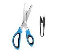 KUONIIY Pinking Shears, Zig Zag Scissors Set, Professional Serrated Scissors for Cutting Fabric, Suitable for Tailor, Including 9.4 inch Pinking Shears, 4.1 inch Thread Cutter, Blue Black