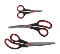 KUONIIY Scissors Ultra Sharp Titanium Coating Blades Soft Comfort-Grip Handles Multi-Purpose Scissors, Set of 3, BlackRed