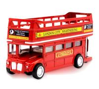 KUONTD Bus Toy Double Decker, Mini Bus Toys Double Decker B-us Metal Cars, 1:64 Scale Pull-Back Car, Car Model City Buses Gifts - Open Top