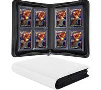 KUOOKING Top loader Binder, Holds 128+ Toploaders, 4 Pocket Top Loader Card Storage Case, Double-Sided Pockets for trading card in 3 x 4'' Toploaders（White）