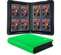 KUOOKING Toploader Binder, Holds 128+ Toploaders, 4 Pocket Top Loader Card Storage Case, Double-Sided Pockets for trading card in 3 x 4'' Toploaders (Grass Green)