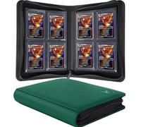 KUOOKING Toploader Binder, Holds 128+ Toploaders, 4 Pocket Top Loader Card Storage Case, Double-Sided Pockets for trading card in 3 x 4'' Toploaders（Green）