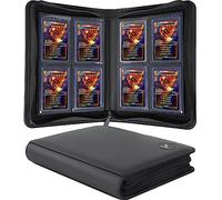 KUOOKING Toploader Binder, Holds 128+ Toploaders, 4 Pocket Top Loader Card Storage Case, Double-Sided Pockets for trading card in 3 x 4'' Toploaders