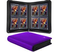 KUOOKING Toploader Binder, Holds 128+ Toploaders, 4 Pocket Top Loader Card Storage Case, Double-Sided Pockets for trading card in 3 x 4'' Toploaders (Pueple)