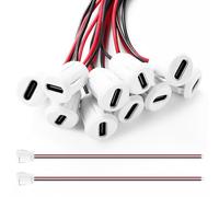 KUOQIY 10 PCS 3A 2 Wire Type C Female USB-C, Round Type-C Female with Card Buckle, 2 Pin Type-C Female Power Jack with 150mm 24 AWG Wire, White