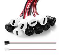 KUOQIY 10 PCS 3A 2 Wire USB-C, Round Type-C Female with Card Buckle, 2 Pin Type-C Female Power Jack with 150mm 24 AWG Wire, Black+White