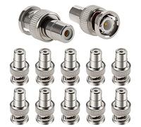KUOQIY 10 PCS BNC Male to RCA Female Adapter, Metal Plug to Phono Socket for CCTV Camera, Power Coax Coupler Connector
