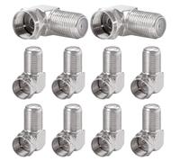 KUOQIY 10 PCS F-Type Right Angle Adapter, SAT Angle Adapters, F Female to Male Connector, F-Type Coaxial RG6 Adapter, Nickel-Plated