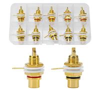 KUOQIY 10 PCS RCA Terminal Gold Plated Copper, RCA Panel Mount Female Jack Socket Audio Connector (5 Black + 5 Red)