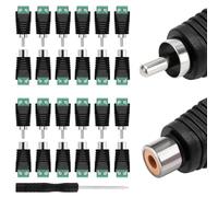 KUOQIY 12 Pairs RCA Connector Adapter Set, Phono RCA Male Plug to AV Screw, Terminal Block Audio/Video Connector Adapter, for CCTV Security Camera System