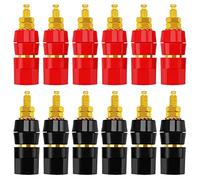 KUOQIY 12 PCS 4mm Banana Socket, Banana Binding Post Speaker Audio Amplifier Binding Post, for Banana Jack Adapter Connector, Black & Red