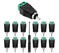 KUOQIY 12 PCS RCA Connector Male Adapter, Phono RCA Male Plug to AV Screw, Terminal Block Audio/Video Connector Adapter, for CCTV Security Camera System