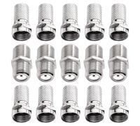 KUOQIY 15 PCS F Type Connector Kit, Screw on F Plug Connectors and F-Type Couplers, Satellite Cable Connector, for Satellite TV Aerial Sky Virgin NTL Coaxial Cable, Silver