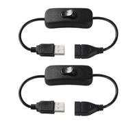 KUOQIY 2 PCS 0.28m USB Extension Cable with On/Off Switch, USB Switch Cable, Compatible with LED Desk Lamp LED Strip, Black