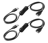 KUOQIY 2 PCS 1.2m USB Extension Cable with On/Off Switch, LED Desk Lamp & Strip Compatible, Black