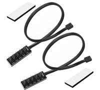 KUOQIY 2 PCS 1 to 5 PWM Fan Splitter Hub, 5-Port PC 4-Pin CPU Cooling Adapter, 12V Computer 4 PIN/3PIN Power Cable for Fans