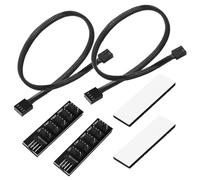 KUOQIY 2 PCS 1 to 5 PWM Fan Splitter Hub, 5-Port PC 4-Pin PWM CPU Cooling Fan Splitter Hub Adapter, PC CPU Cooling 4 PIN/3PIN Power Cable Hub Splitter Adapter, for 12V Computer Fans, Pluggable