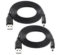 KUOQIY 2 PCS 1m 22AWG USB to DC 5V Power Cable, USB to 3.5x1.35 mm DC Barrel Jack Power Charging Cable, for LED Light Strips, Small Desk Lamps, Small Fans, Laptop Cooling Bases, Black