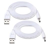 KUOQIY 2 PCS 1m 22AWG USB to DC 5V Power Cable, USB to 3.5x1.35 mm DC Barrel Jack Power Charging Cable, for LED Light Strips, Small Desk Lamps, Small Fans, Laptop Cooling Bases, White