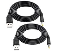 KUOQIY 2 PCS 1m 22AWG USB to DC 5V Power Cable, USB to 4.0x1.7 mm DC Barrel Jack Power Charging Cable, for LED Light Strips, Small Desk Lamps, Small Fans, Laptop Cooling Bases, Black