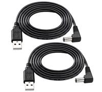 KUOQIY 2 PCS 1m 22AWG USB to Right Angled DC 5V Power Cable, USB to 5.5x2.1 mm DC Barrel Jack Power Charging Cable, for LED Light Strips, Small Desk Lamps, Small Fans, Laptop Cooling Bases, Black