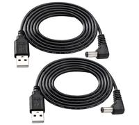 KUOQIY 2 PCS 1m 22AWG USB to Right Angled DC 5V Power Cable, USB to 5.5x2.5 mm DC Barrel Jack Power Charging Cable, for LED Light Strips, Small Desk Lamps, Small Fans, Laptop Cooling Bases, Black