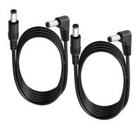 KUOQIY 2 PCS 1m 5.5x2.1 mm 24V 12V DC Power Extension Cable, Right Angle Male to Male DC Power Extension 22AWG, for CCTV Security Cameras, Router, Black