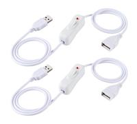 KUOQIY 2 PCS 1m USB Extension Cable with On/Off Switch, USB Switch Cable and Indicator Light, for LED Desk Lamp LED Strip, White