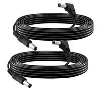 KUOQIY 2 PCS 3m 5.5x2.1 mm 24V 12V DC Power Extension Cable, Right Angle Male to Male DC Power Extension 22AWG, for CCTV Security Cameras, Router, Black