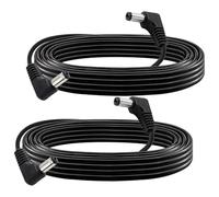 KUOQIY 2 PCS 3m 5.5x2.1 mm 24V 12V DC Power Extension Cable, Right Angle Male to Right Angle Male DC Power Extension 22AWG, for CCTV Security Cameras, Router, Black