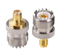 KUOQIY 2 PCS Copper UHF to SMA Adapter, UHF SO239 Female to SMA Female Connector, for Ham Radio Antenna, FPV Antennas