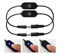 KUOQIY 2 PCS DC 5.5x2.1mm Mini Dimmer Touch Switch, DC Power Inline Switch Cable, LED Monochrome Touch Switch Dimmer, for 5-24 V LED Strip, LED Desk Lamp, Black