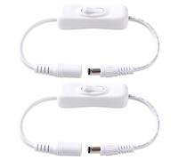 KUOQIY 2 PCS DC Inline On/Off Switch, 5.5x2.1mm, DC Power Extension Cord with Switch, Male to Female Adapter Connector Cord, for LED Strip Light, White