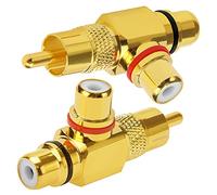 KUOQIY 2 PCS Gold Plated RCA Phono Splitter, 1 in 2 Out 90 Degree Right Angle RCA