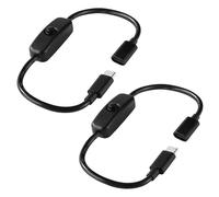KUOQIY 2 PCS Type-C Male to Female Switch Extension Cable with ON-Off Button, USB Type-C Power Switch On/Off Extension Cable, for LED Desk Lamp LED Strip, Black