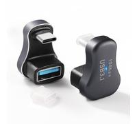 KUOQIY 2 PCS U-Shape USB-C Male to USB-A Adapter 10Gbps, USB C 180 Degree Angled USB C Connector 36W, with Indicator Light, for Smartphone Laptop Tablet