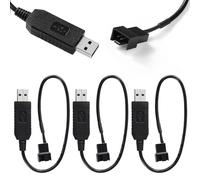KUOQIY 3 PCS 32cm Full Speed 12V Voltage Step-Up USB to 3 Pin and 4 Pin PC Fan Sleeved Power Adapter Cable, USB to 3Pin / 4Pin PC Fan Cable