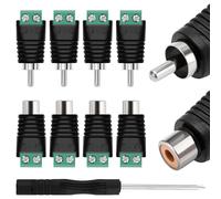 KUOQIY 4 Pairs RCA Connector Adapter Set, Phono RCA Male Plug to AV Screw, Terminal Block Audio/Video Connector Adapter, for CCTV Security Camera System