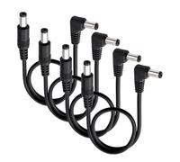 KUOQIY 4 PCS 0.3m 5.5x2.1 mm 24V 12V DC Power Extension Cable, Right Angle Male to Male DC Power Extension 22AWG, for CCTV Security Cameras, Router, Black