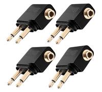 KUOQIY 4 PCS 3.5mm Pure Copper Airline Earphone Adapter, Airplane Airline Flight Adapters for Headphones, Airplane Headphone/Earphone Socket Adaptor, Gold Plated