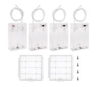 KUOQIY 4 PCS 3 AA Battery Holder, 3 x 1.5V AA 4.5V Battery Holder Case with ON/Off Switch Wire Leads & Cover, with Plastic Storage Box Screwdriver & Screws, Transparent