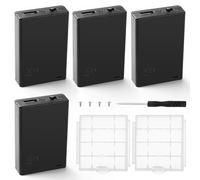 KUOQIY 4 PCS 3 x 1.5V AA Battery Holder, 4.5V Battery Holder Case Box with Built in USB Female Socket & ON/Off Switch & Cover, with 2 PCS Plastic Battery Storage Box & Screwdriver & Screws, Black