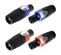 KUOQIY 4 PCS 4 Pole Speakon Male Connector, Speakon Cable Adapter Connectors, Twist-Lock Speaker Plug, with Screwdriver, Compatible with NL4MP, NL4MPR, NL4FC, NL4FX, NLT4X, Blue/Orange