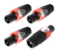KUOQIY 4 PCS 4 Pole Speakon Male Connector, Speakon Cable Adapter Connectors, Twist-Lock Speaker Plug, with Screwdriver, Compatible with NL4MP, NL4MPR, NL4FC, NL4FX, NLT4X, Orange