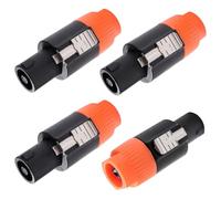 KUOQIY 4 PCS 4 Pole Speakon Male Connector, Twist-Lock Speaker Plug, Speakon Cable Adapter Connectors, with Screwdriver, Compatible with NL4MP, NL4MPR, NL4FC, NL4FX, NLT4X, Orange