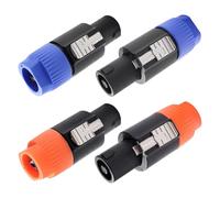 KUOQIY 4 PCS 4 Pole Speakon Male Connector, Twist-Lock Speaker Plug, Speakon Cable Adapter Connectors, with Screwdriver, Compatible with NL4MP, NL4MPR, NL4FC, NL4FX, NLT4X, Blue/Orange