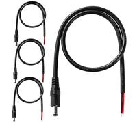 KUOQIY 4 PCS 50cm 18 AWG DC Power Pigtails Cable, DC 5.5mm x 2.1mm Male Plug to Bare Wire Open End Power Supply Replacement Repair Cord, for CCTV Security Camera, DVR, LED Strip Light Etc
